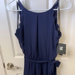 Navy Blue Scalloped Edge Dress